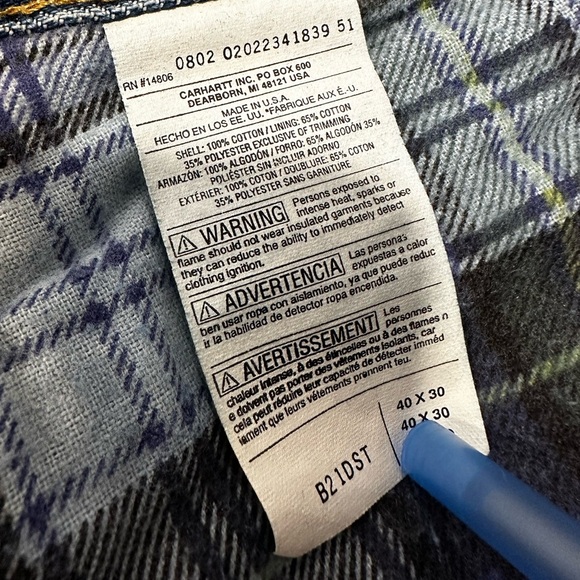 Vintage Y2K ‘02 NWT Mens Carhartt 40x30 B21 DST Relaxed Fit Flannel Lined Jeans - Picture 7 of 16